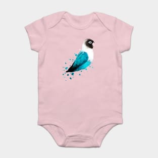 Dramabite Masked Lovebird, Black-masked Lovebird, Collared Lovebird watercolor (Agapornis personatus)  Blue Parrot Bird Baby Bodysuit